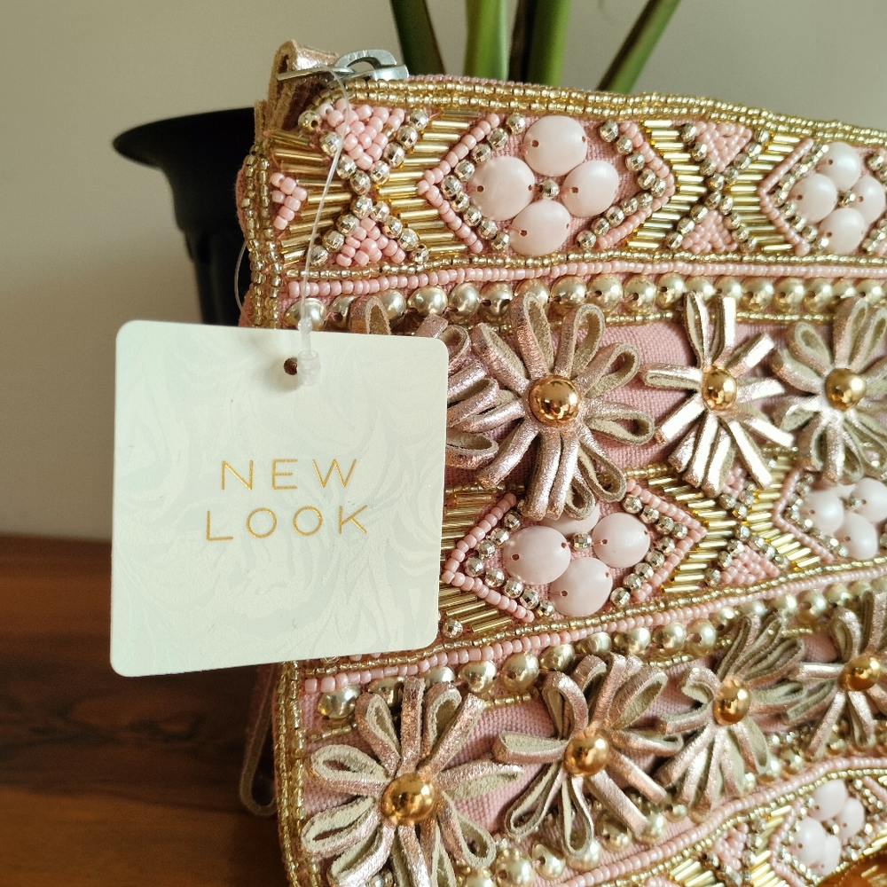 New Look Embellished Rose Gold and Pink Pouch - Picture 7 of 16